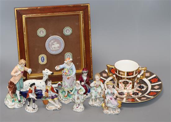 A quantity of porcelain including Royal Crown Derby, Wedgwood, Sitzendorf, etc
